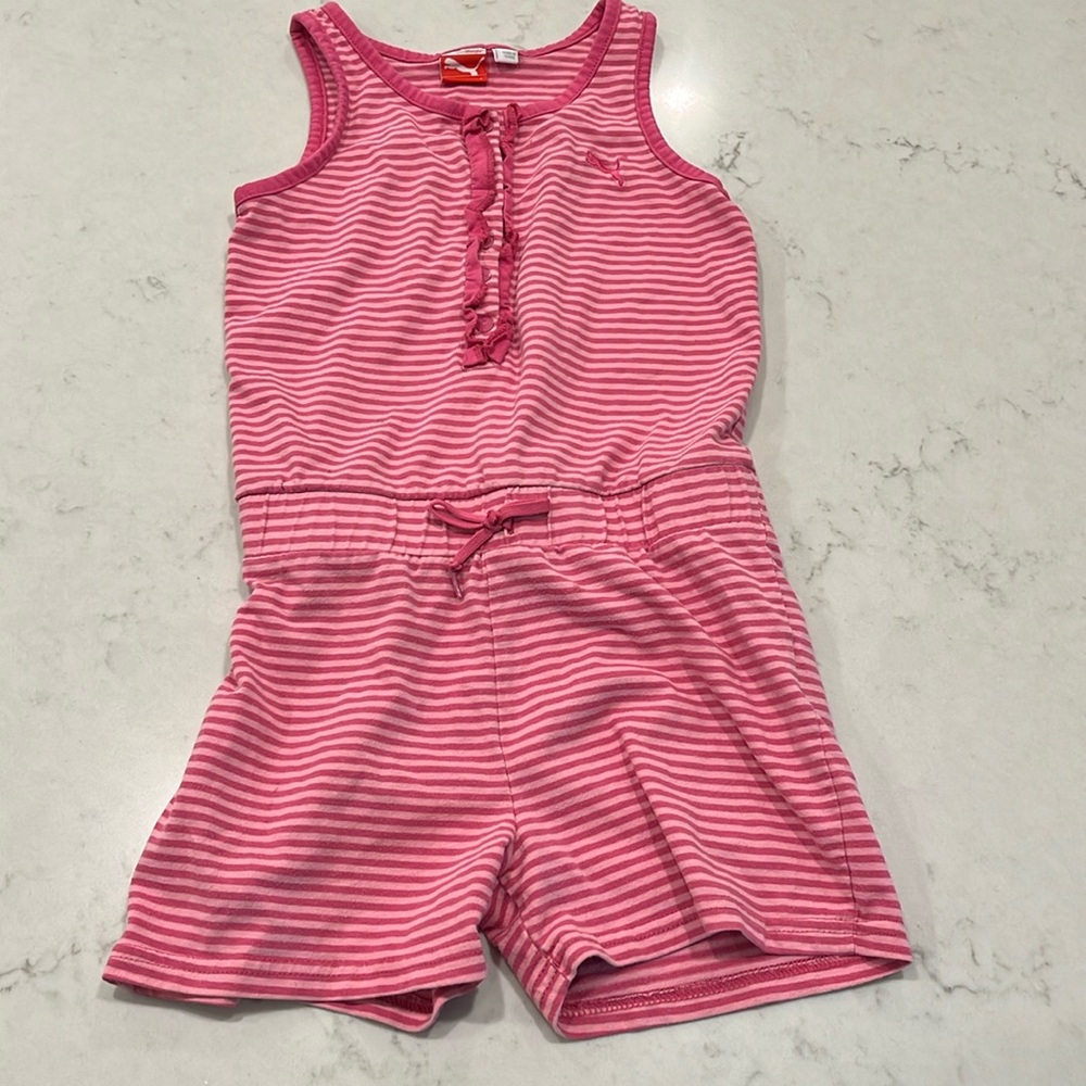 Cute pink on pink stripe Puma romper